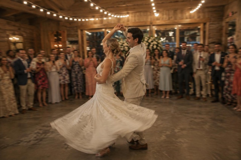 Cinematic wedding videographer capturing a couple's first dance